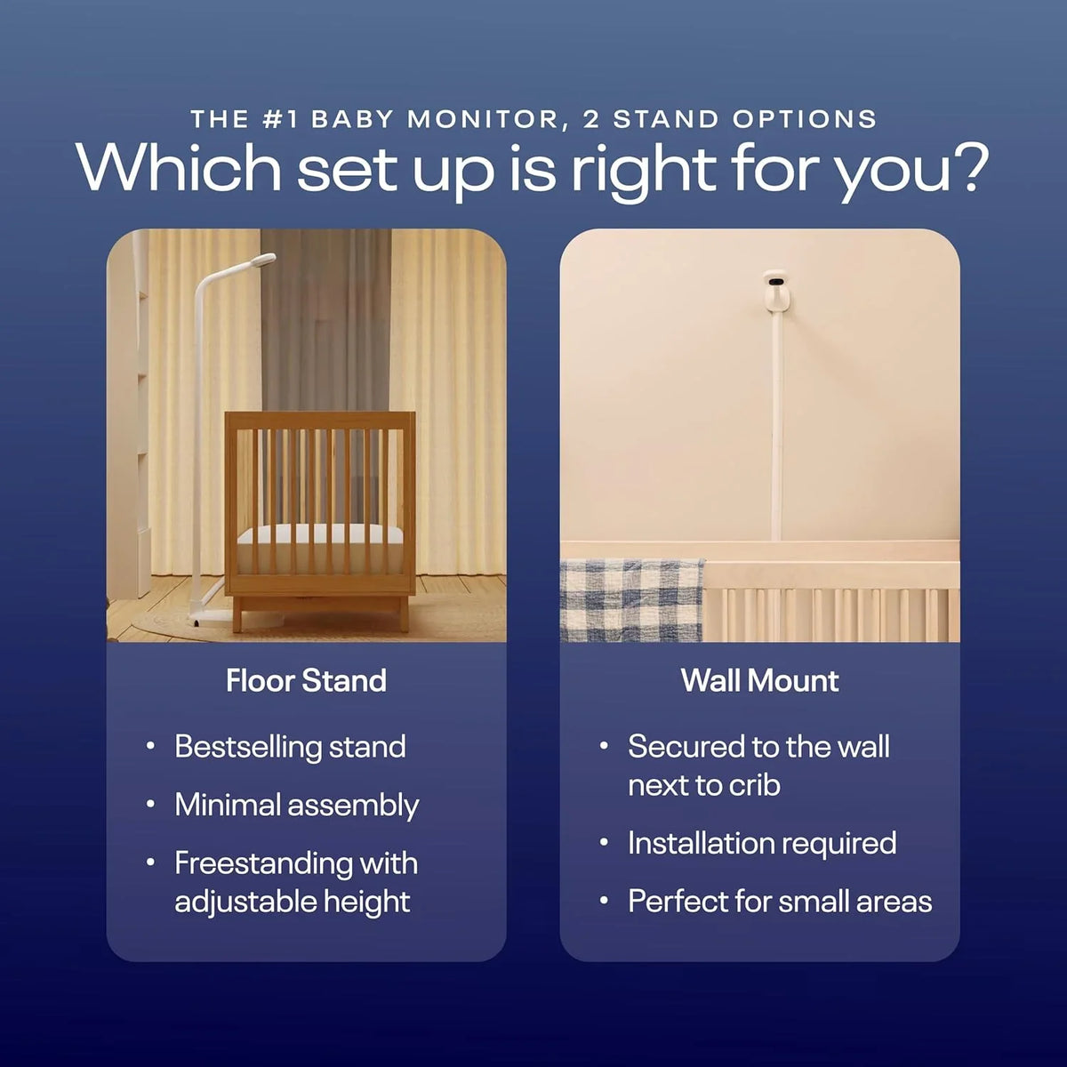 Smart baby monitor and wall-mounted device - 1080p security Wi-Fi video camera, sensor-free sleep and breathing motion tracker, two-way audio, sound and motion alerts, night vision function, breathing band - white