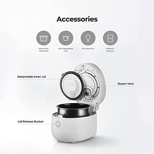 6-Cup (Uncooked) Micom Rice Cooker Nonstick Inner Pot | White