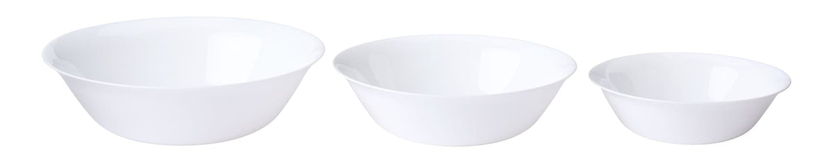Athena Opal Glass Serving Bowl Set, White, 3-pk