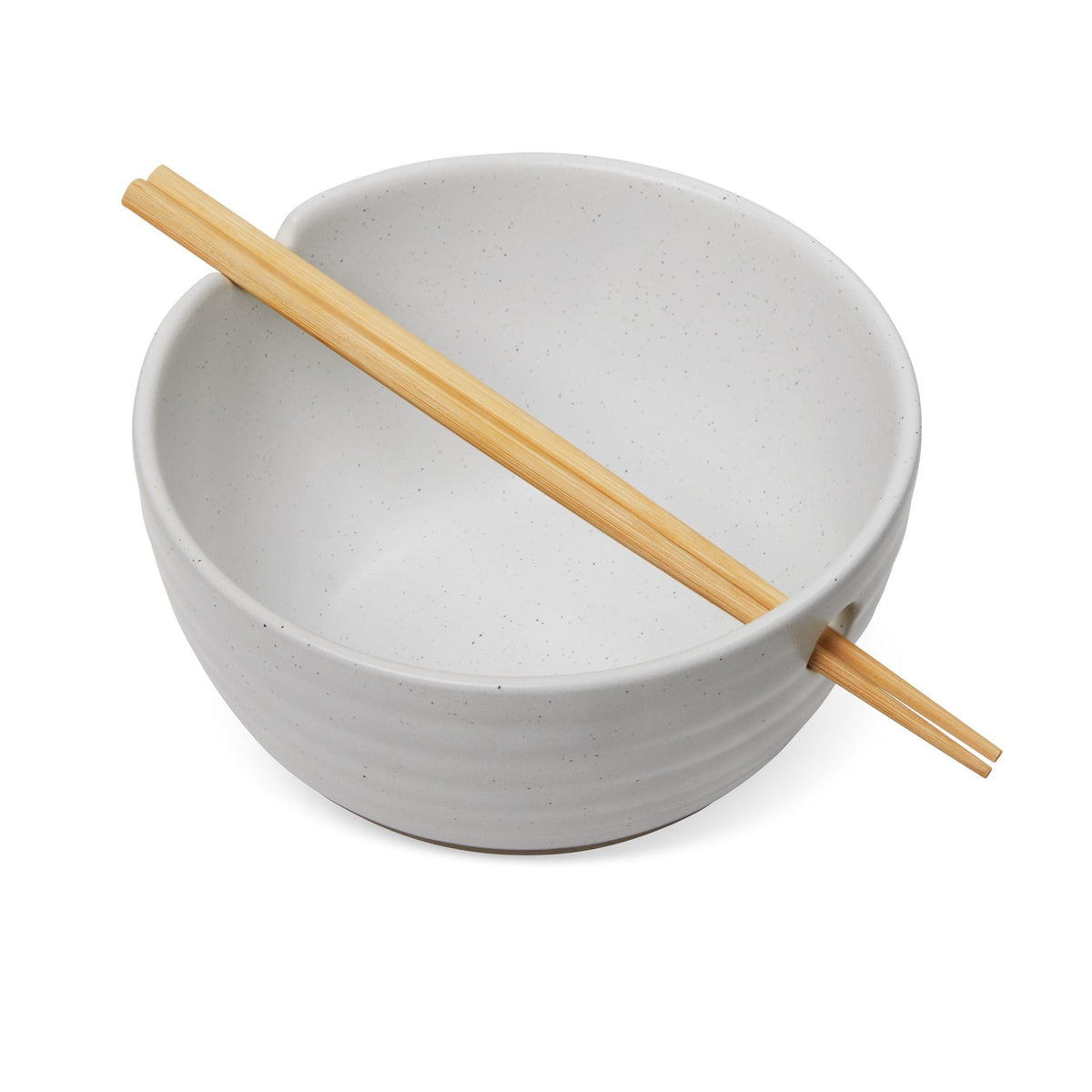 Noodle Bowl with Chopsticks Set, Serves 2, 4-pc, White
