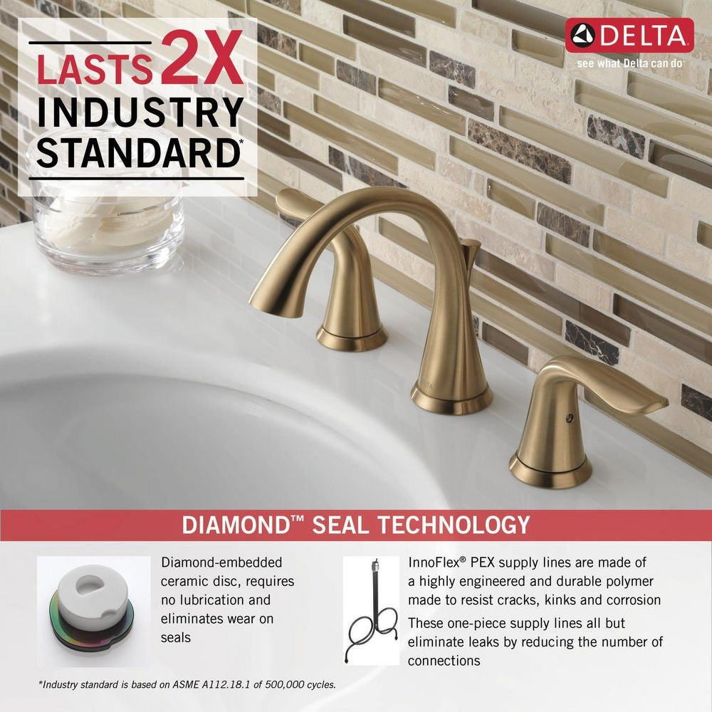 Lahara 2-Handle Widespread Faucet, Champagne Bronze