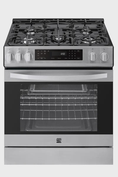 22-76853 5.6 cu. ft. Front-Control 5 Burner True Convection Gas Range with Oven, Large Window, Three Oven Racks, Dishwasher Safe Cast Iron...