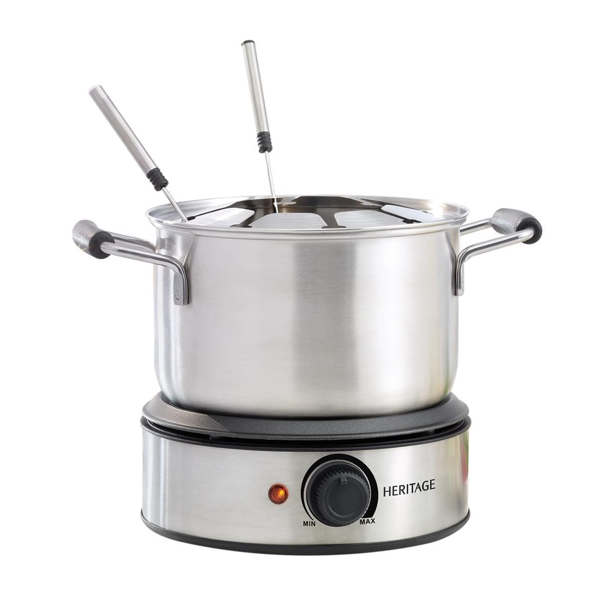 Stainless Steel Electronic Fondue Set with 8 Fondue Forks, Dishwasher Safe, 3L, 12-pc