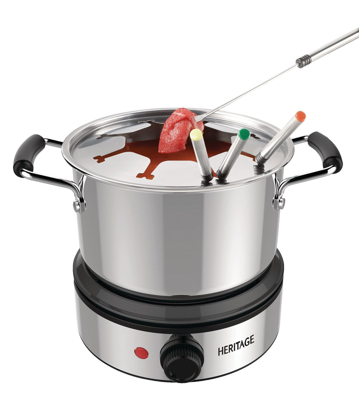 Stainless Steel Electronic Fondue Set with 8 Fondue Forks, Dishwasher Safe, 3L, 12-pc
