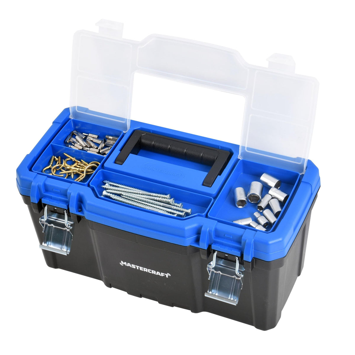 Portable Plastic Tool Box with Removable Tray & Tray Top, Blue, 19-in, Jumbo Hex Key Set/Allen Wrench Set, Metric, High...