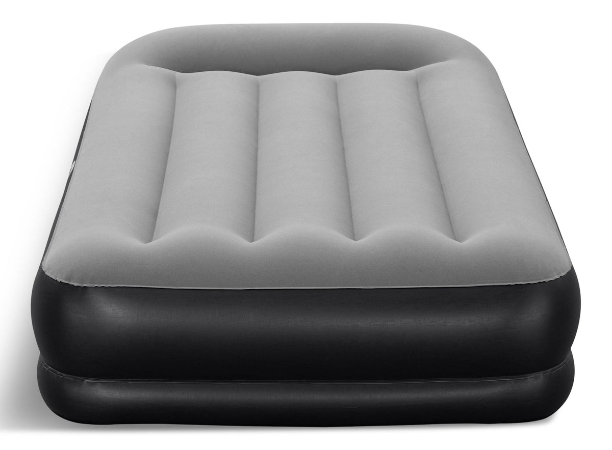 Tritech Double High Flocked Airbed, Twin, Grey, 75x38x14-in