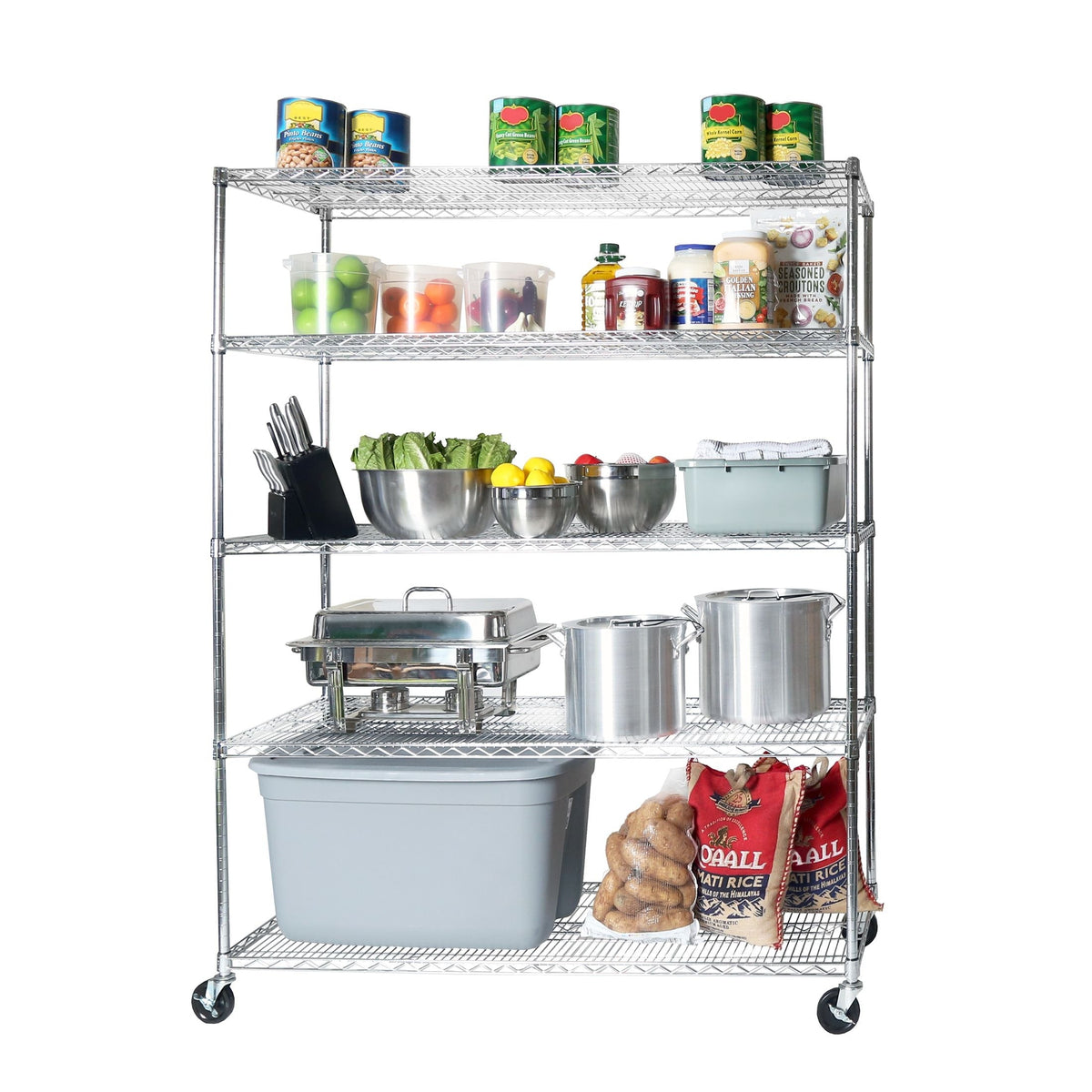5-Tier Steel Shelving Rack, 60-in x 24-in x 72-in