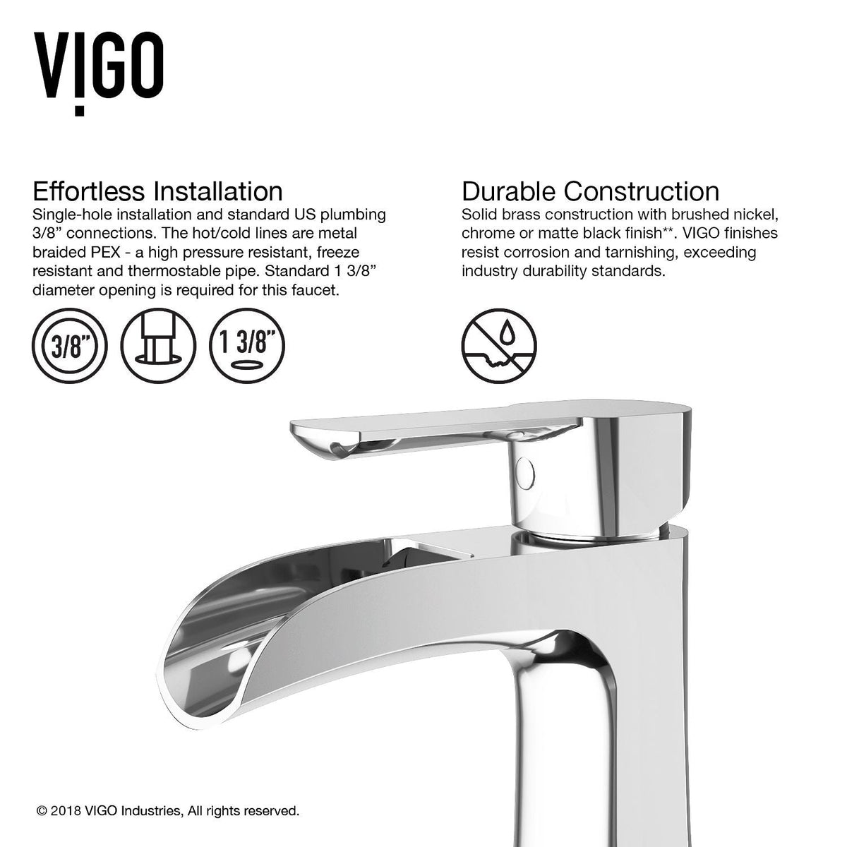 Paloma Single Handle Single Hole Bathroom Sink Faucet, WaterSense Certified, Chrome
