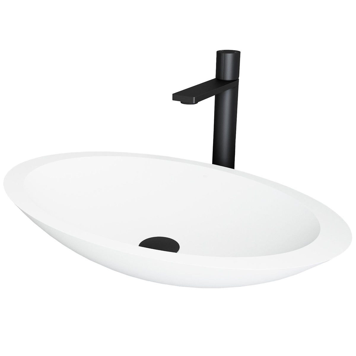 Wisteria White Bathroom Sink/Basin Set with Gotham Faucet and Oval Composite Vessel