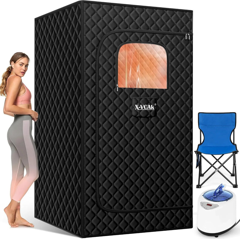 Upgraded Sauna Box for Relaxation, Detoxification, Portable Steam Sauna for Home with Steamer, 9 Levels, 2.6’ x 2.6’ x 5.9’ J2196