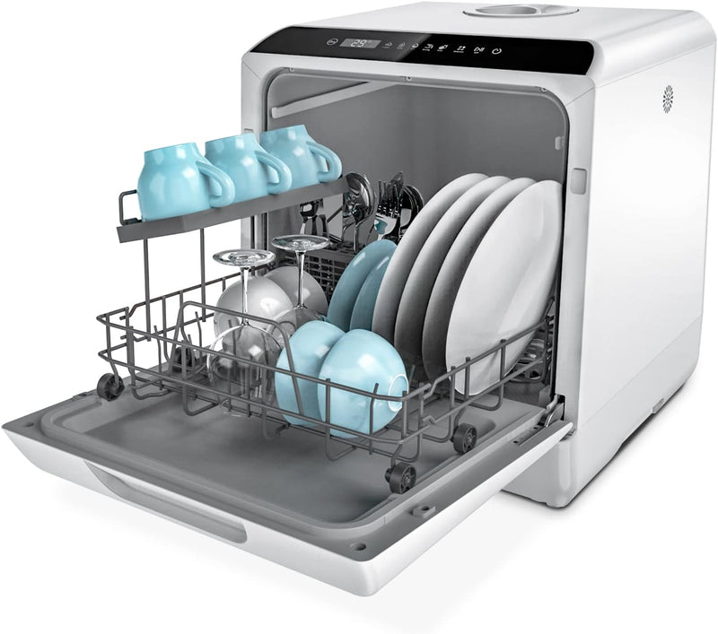 Countertop Dishwasher, 5 Washing Programs Portable Dishwasher With 5-Liter Built-in Water Tank For Glass Door Q3941