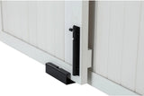 Farm sliding cowshed door furniture-style dog cage - antique white, large size. Unique style, durable and sturdy. Removable seat cushion. Easy to assemble.
