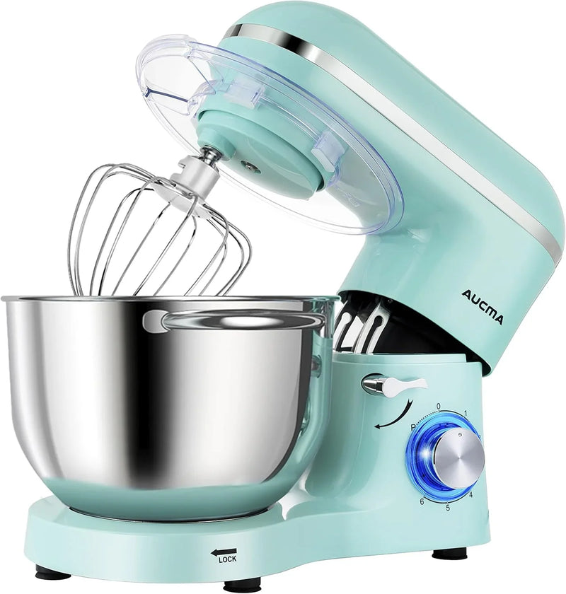 Vertical mixer, power 900 watts, capacity 8 gallons, large kitchen mixer, kitchen electric mixer with dough hook, whisk and stirring rod (blue, 8 gallons) O4818