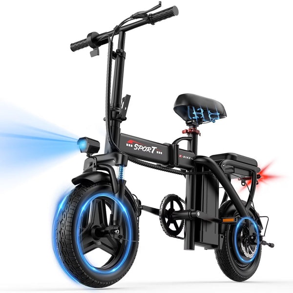 ASKGO Z6 14 in Electric Bike 1200W Motor, 48V/10AH E-Mountain Bike,Folding Electric Bicycle for Adult with Two Seats UL2849,Unisex,Pedal-Assist V8762