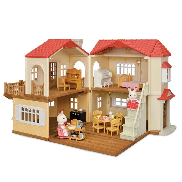 Calico Critters Red Roof Country Home, Dollhouse Playset with Figures, Furniture and Accessories F3746
