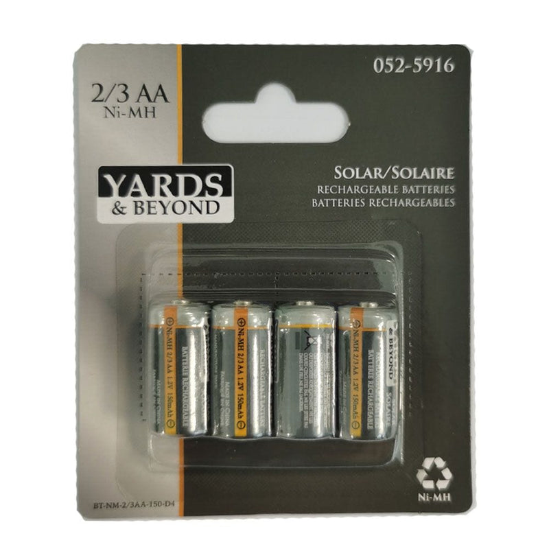 150mAh 2/3 AA Solar Rechargeable Batteries, 4-pk O4013