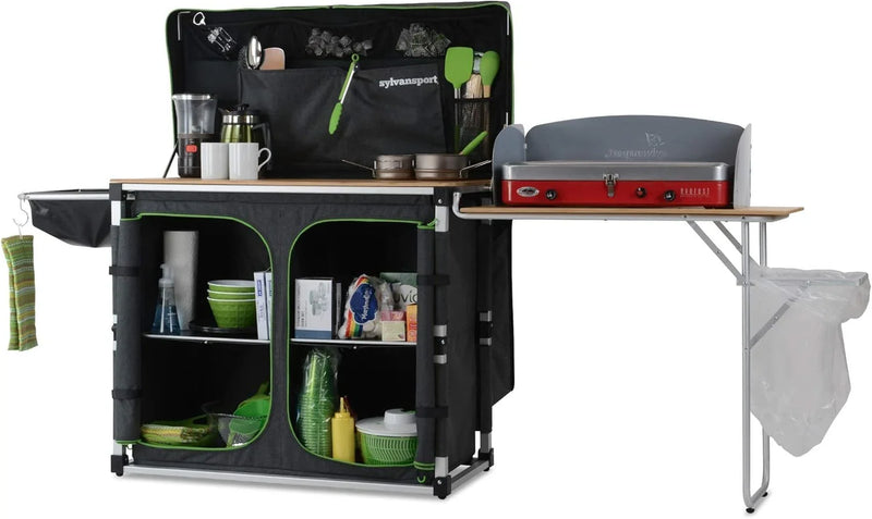 Outdoor camping kitchen system, convenient for cooking, cleaning, preparing camping meals, luxurious camping and essential camping items, large-sized "table magic" series N6997