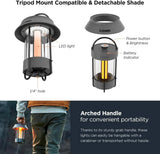 Desk Lamp (Dark Gray) - A beautiful portable outdoor lamp, featuring 4 different lighting heads, equipped with a 6700 mAh rechargeable battery, with a brightness of up to 660 lumens, and featuring waterproof functionality. Suitable for Halloween deco