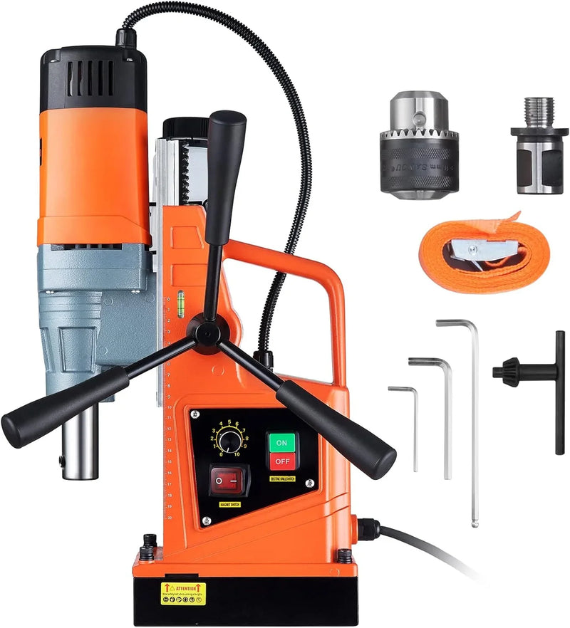 Mag Drill Press, 1550W 2" Boring Diameter, 2922lbf Power Magnetic Drill, 500 PRM, 10-Speed, Electric Drilling Machine for Metal Surface, Industrial and Home Improvement B3906