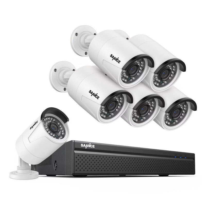 SANNCE 8CH 5MP Poe Home Security Camera System,2MP 8CH Poe NVR, 6pcs 1080P Outdoor Poe Cameras,No Hard Drive B8079