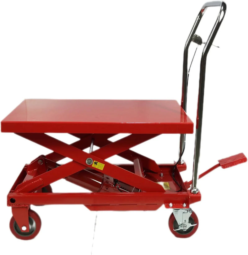 500LBS Hydraulic Lift Table Cart, 30" Lifting Height., Double Scissor Lift Table with 4 Wheels and Non-Slip Pad, Hydraulic Scissor Lift Table for Material Handling and Transportation Y5340