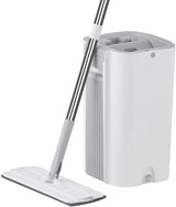 A handless flat mop set, suitable for household cleaning, with a mop bucket that can be used for both dry and wet cleaning.