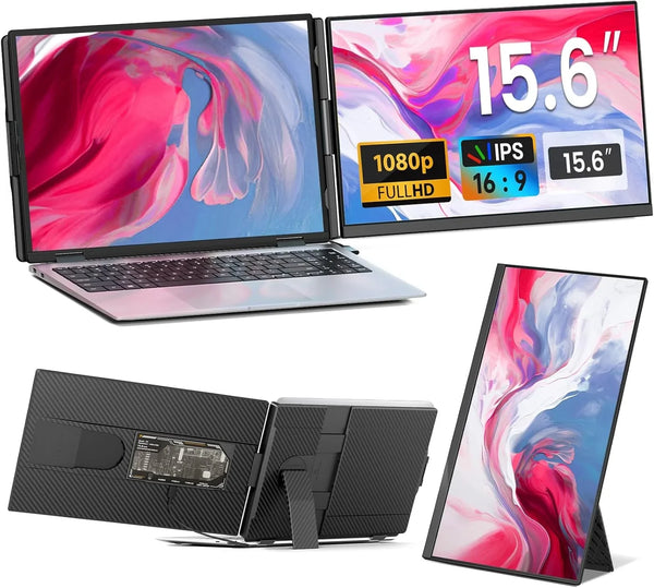Laptop Screen Extender - 15.6" FHD 1080P Portable Monitor for Laptop, Detachable & Plug and Play Dual Laptop Monitor Extender for 13"-17.3" Laptops, Compatible with Wins/Mac/Android/Chrome Q895