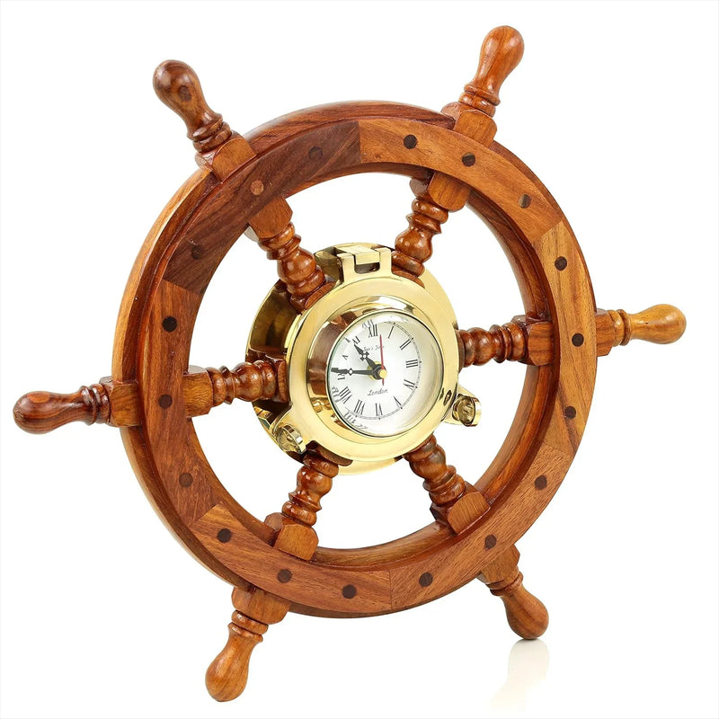 High-end home decoration clock - Sailboat copper hatches and rudder for navigation | Luxury office decorations | Wall decorations | Birthday gifts Q2199