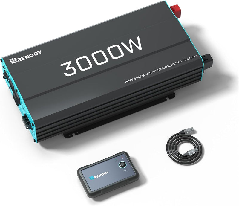 3000W Pure Sine Wave Inverter 12V DC to 120V AC Converter for Home, RV, Truck, Off-Grid Solar Power Inverter 12V to 110V with Built-in 5V/2.1A USB Port, AC Hardwire Port, Remote Controller J5764