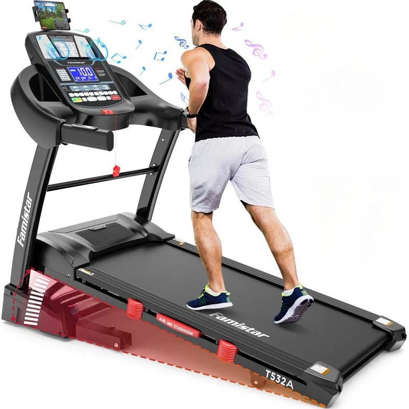 Famistar Folding Treadmill for Home with 15 Levels Auto Incline, 300LB Capcity, 10MPH Fast Speed Controls A5848