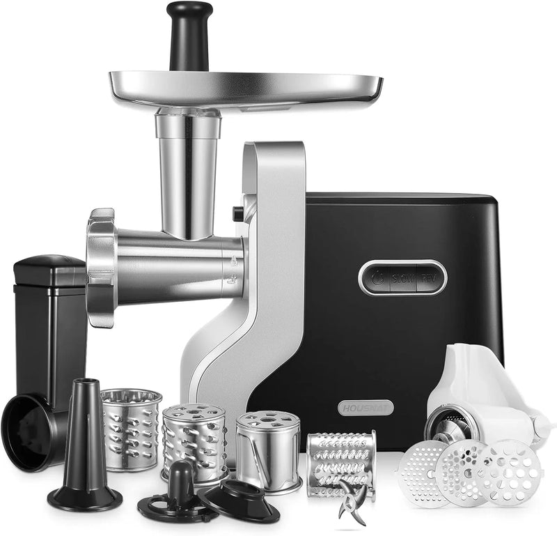 Meat Grinder Heavy Duty, 3000W Max Ultra Powerful, 5 in 1 HOUSNAT Multifunction Electric Meat Grinder, Sausage Stuffer, Slicer/Shredder/Grater, Kubbe & Tomato Juicing Kits, Home Kitchen Use T9090