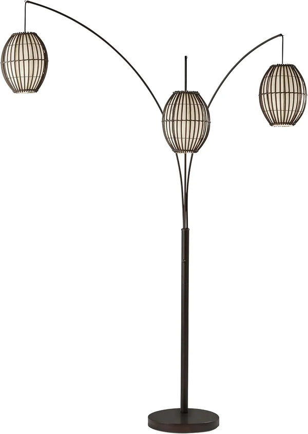 Floor lamp, equipped with three movable lampshades and an adjustable height design - perfect for decorating bedrooms, living rooms and corners, with a bronze color finish. Q8907