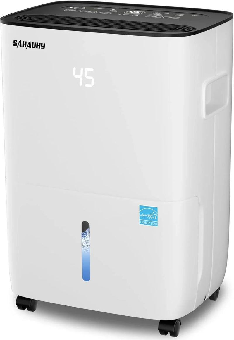 80-gallon Energy Star dehumidifier for basement, family bedrooms, large rooms (with a maximum area of up to 5200 square feet), equipped with drainage pipes and water tank F3356