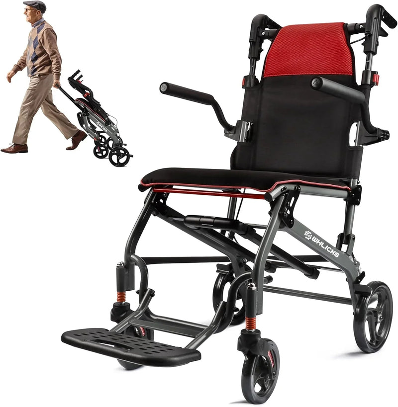Wheelchairs for Adults Transport Chair Lightweight Foldable with Telescopic Handle, 19.4lbs Portable Folding Travel Wheel Chairs for Seniors R7455