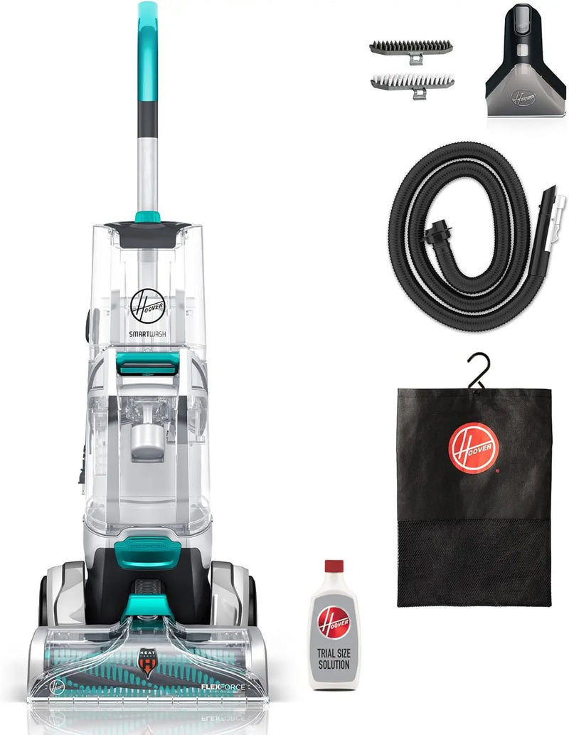 Hoover SmartWash Automatic Carpet Cleaner Machine, for Carpet and Upholstery, Deep Cleaning Carpet Shampooer, Carpet Deodorizer and Pet Stain Remover FH52000, Turquoise X7855