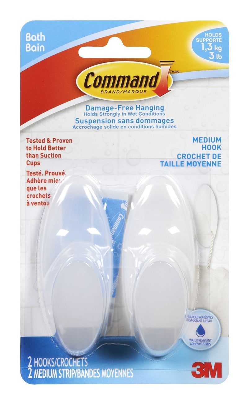 Command Medium Bathroom Hook, 2-pk Q1880