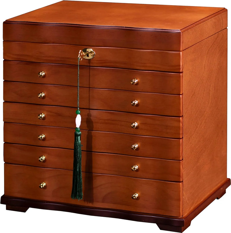 Wooden Jewelry Box,jewelry boxes for women large jewlrey box&organizers with necklace hanger,jewerly organizer,jewelry holder organizer,9-layer large capacity jewelry storage box W3105