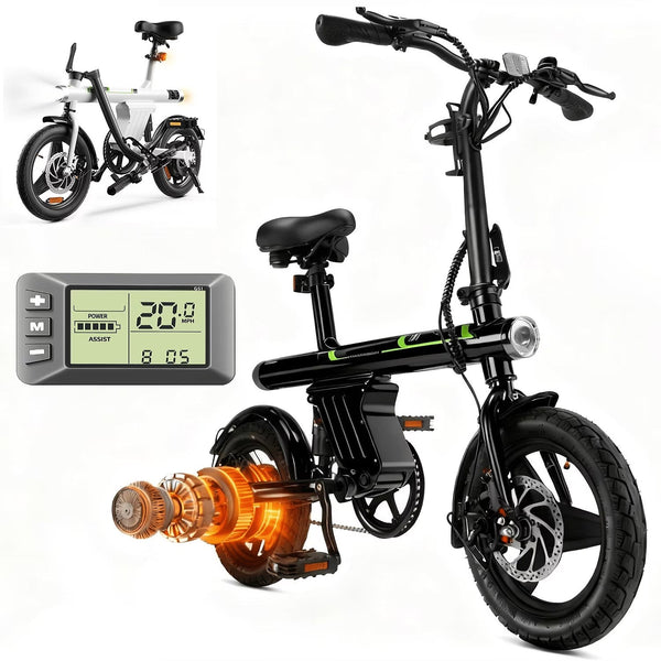 14 in Electric Bike for Adults,500W Folding E-Bike,Electric Commuter Mini Bikes,Electric Bicycles with 36V Removable Battery,Black P6858