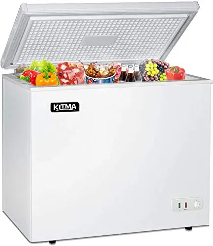 Commercial Top Chest Freezer 7 Cu. Ft - Deep Ice Cream Freezer with Wire Storage Basket, Solid Door, for Groceries, Kitchen, Restaurant White C7352