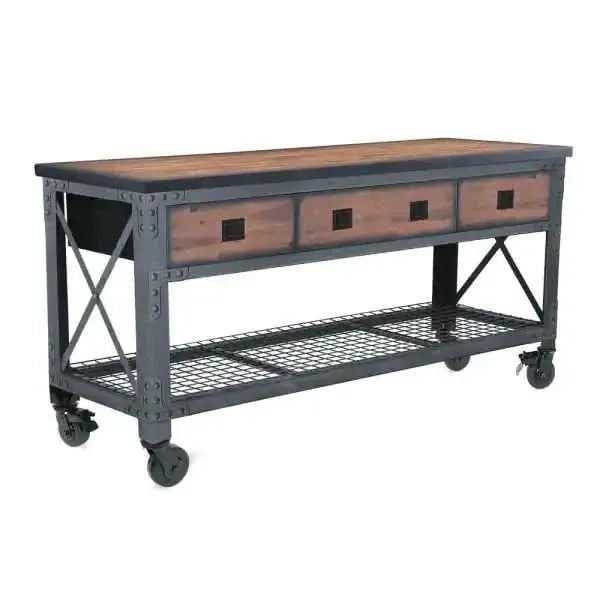 Building Products 72 in. 3-Drawers Rolling Industrial Workbench and Wood Top Z8721