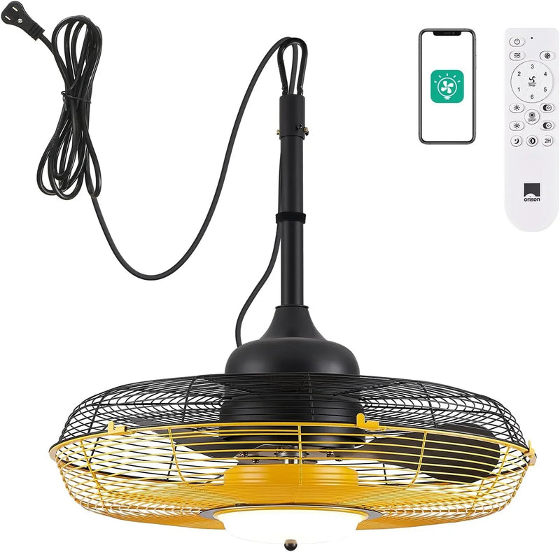 Outdoor Ceiling Fan with Light, Plug in Ceiling Fan with Remote, Gazebo Fans Outdoor Hanging for Patios Waterproof, Wet Rated Hanging Fan with App Control H1800