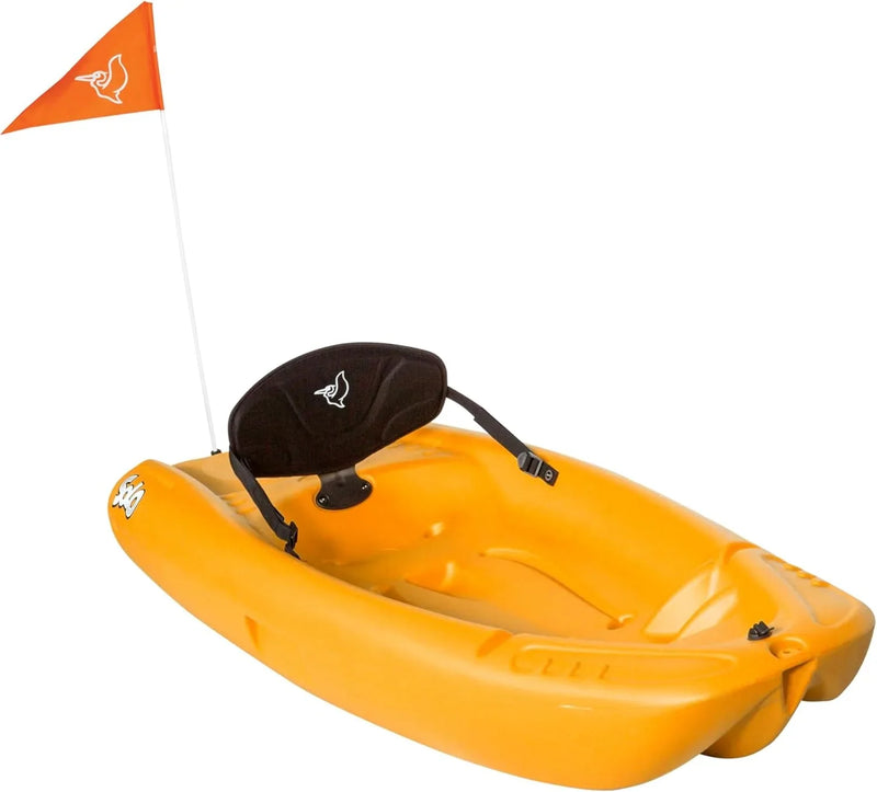Pelican Solo EVO DLX - Kids Sit on top Kayak with Paddle and Decals - Mango - Twin Tunnel Hull with Swim up Deck - Lighweight & Durable C2405