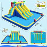 20.66x16.4FT Inflatable Water Slide for Big Kids, Water Park for Kids Backyard with Large Double-Layer Pool,3 Extra-Long Slides,Climbing Wall, 2 Water Cannons, Water Spraying, 750W Air Blower