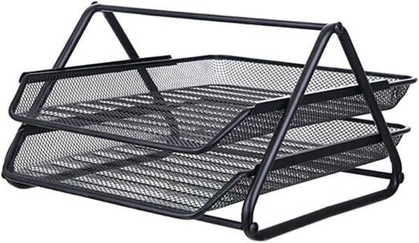 Metal Mesh 2 Tier Document Letter Tray Desk Organizer File Holder Magazine Notebook Organizer Office Supplies Z5204