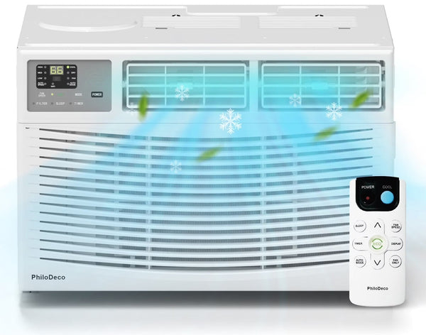 PhiloDeco 12000 BTU Window Air Conditioner 550 Sq Ft. Intelligent Ac Units, LED Display Screen, Operates Quietly, Energy-Saving. Timer ? Sleep and... E0317