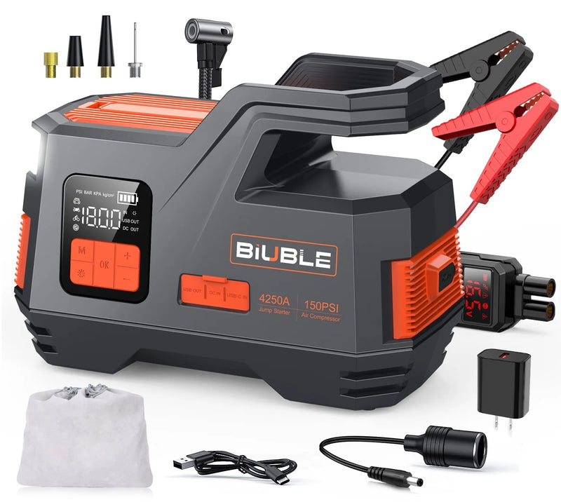 Car Jump Starter with Air Compressor, 4500A Peak 26800mAh 12V Auto with 150PSI Tire Inflator（up to All Gas or 10.0L Diesel Engine） U9790