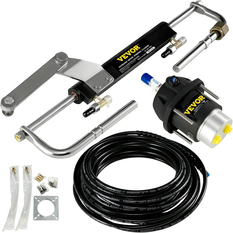 Hydraulic Outboard Steering System Kit (90 horsepower) Accessories Kit (for marine use) Cylinder and Pipeline, Marine Hydraulic Pump, Outboard Steering Device, Ship Rudder Control Device A7493