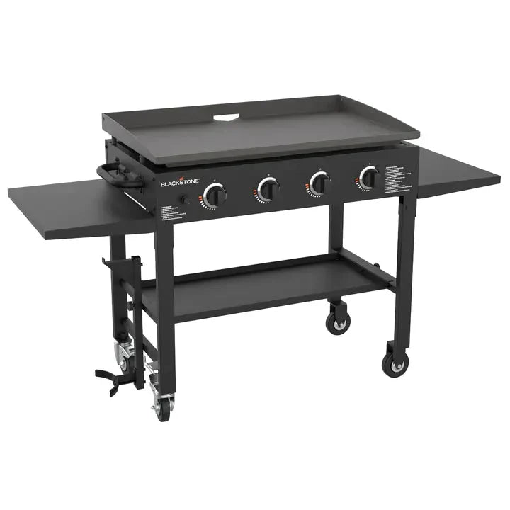 36 Inch Gas Griddle Cooking Station 4 Burner Flat Top Gas Grill Propane Fuelled Restaurant Grade Professional 36” Outdoor Griddle Station with Side Shelf (1554) V5271