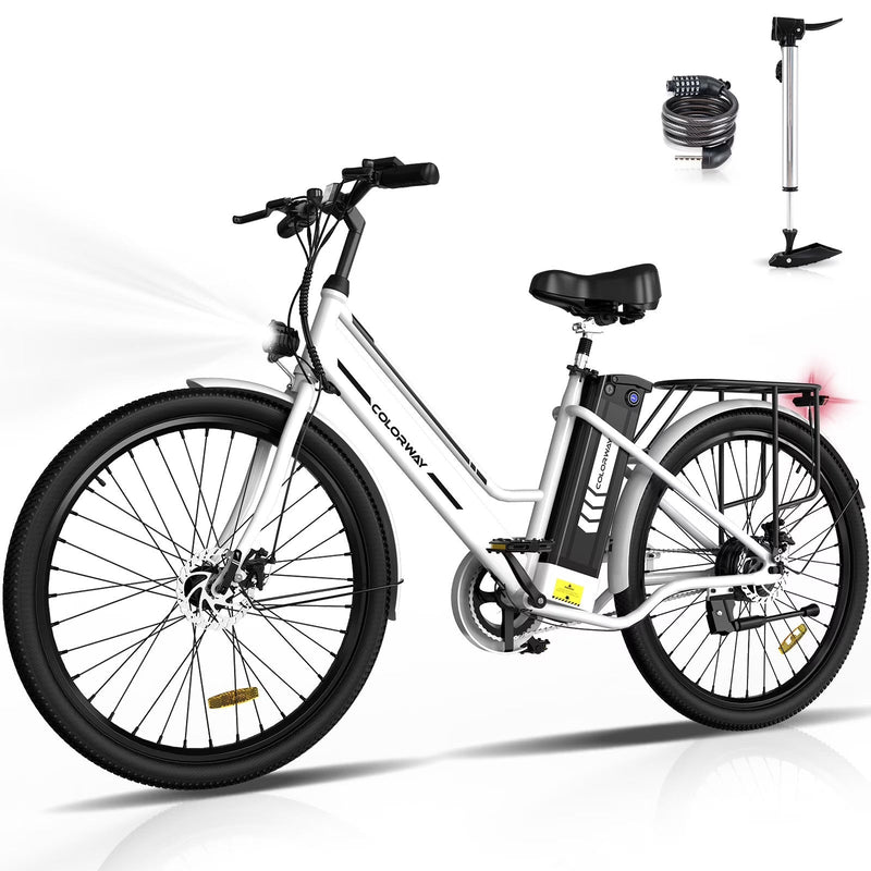 COLORWAY 26 in Electric Bike for Woman, 500W Powerful Motor, 36V 12AH Removable Battery E Bike, Max. Speed 19.9MPH Electric Bicycle UL2849 G1257