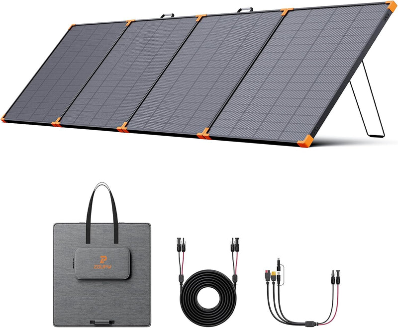 350-watt portable solar panel, suitable for power stations, hurricane emergency supplies, 43-volt foldable solar charger (25% efficient, IP68 waterproof rating, 4 reinforced stands, suitable for camping and RV travel) X4232